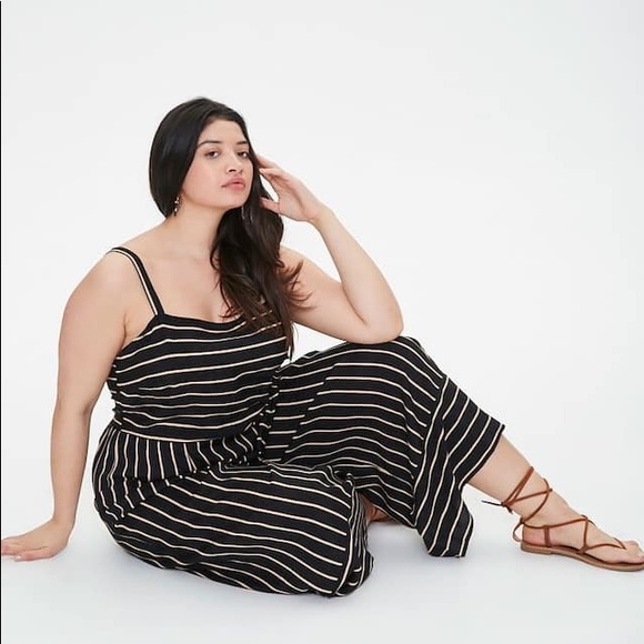 Forever 21 Plus Stripped Wide Leg Jumpsuit - Picture 3 of 3